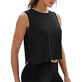 MAGCOMSEN Women's Crop Tank Tops Workout Sleeveless Shirts Loose Fit Gym Yoga Top with Side Slits