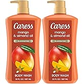 Caress Body Wash, Mango & Almond Oil 2-Pack – Moisturizing Body Wash for Smooth & Rejuvenated Skin, Body Soap Liquid, 30 Fl Oz Ea