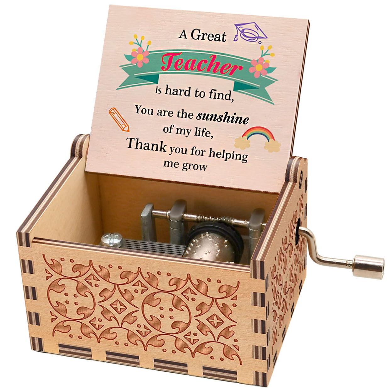 Micteney Nursery Teacher Thank You Gifts,Personalised Teacher, Music Box Gift for Teacher End of The Year,Teacher Leaving Gifts