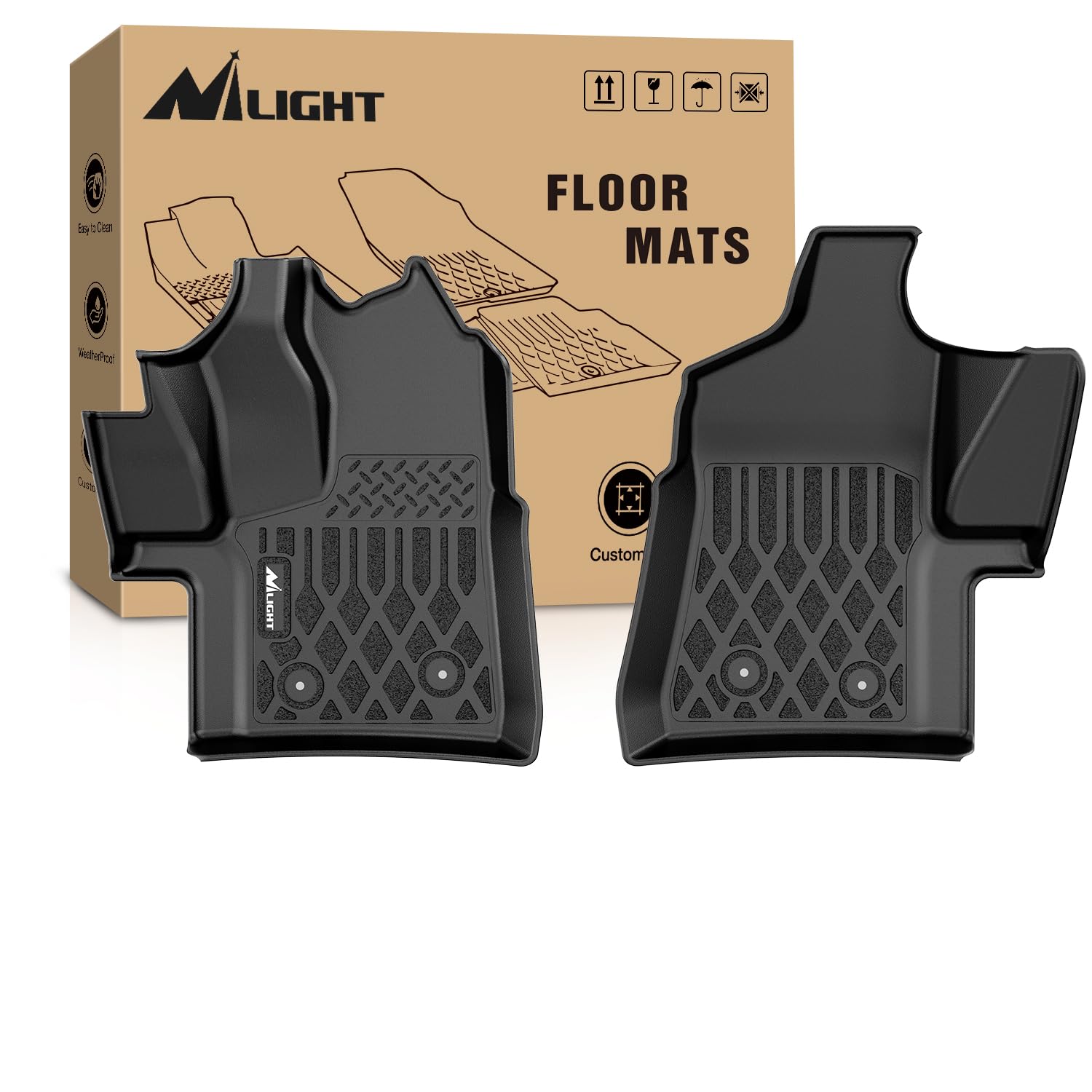 Nilight TPE Floor Mats for Ford Transit 150 250 350 350HD Vinyl Floor 2022 2023 2024 2025 2026 (Not for Connect) All Weather Custom Fit Heavy Duty Floor Liners Image