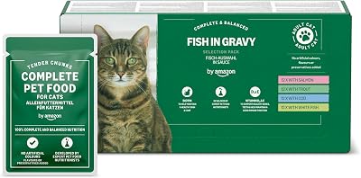 by Amazon Complete Wet Cat Food Fish Selection in Gravy 4.8 kg 48 pouches