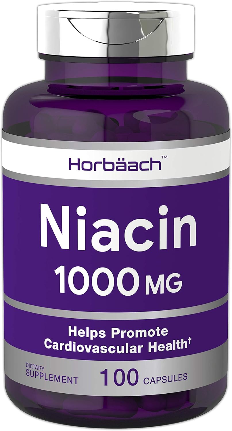 Niacin 1000mg 100 Capsules NonGMO, Gluten Free Vitamin