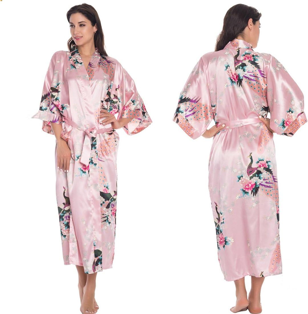 Bata Niño Albornoz De Satén Estilo Kimono Bata Larga Para Mujer