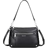 Over Earth Soft Genuine Leather Crossbody Bags for Women Medium Shoulder Purses Hobo Handbags with Multi Pockets
