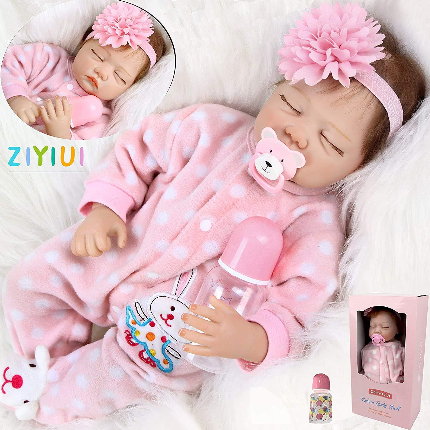 ZIYIUI 22 Inch 55cm Realistic Reborn Baby Doll Silicone Sleeping Girl Newborn Reborn Dolls Toddlers Girls Anatomically…