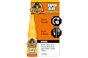 GORILLA Super Glue, Brush and Nozzle Two-Way Applicator, Clear, 12 g