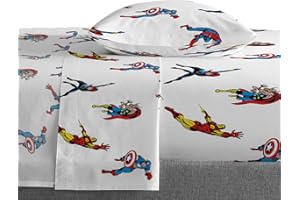 Saturday Park Marvel Comics Avengers Invincible Twin Sheet Set - 3 Piece 100% Organic Cotton Sheets - GOTS & Oeko-TEX Certified (Marvel Official)