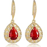 CZ Teardrop Earrings for Women - Sterling Silver Cubic Zirconia Crystal Rhinestone Fishhook Bridal Dangle Drop Earrings for Bride Bridesmaids Wedding Party Prom Fashion Costume Jewelry