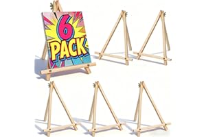 XCMVCN 6 Pack 9 Inch Wood Easels, Tabletop Painting Easel Stand for Canvas, Photo & Sign Display - Portable Tripod Art & Craft Easels for Kids and Adults