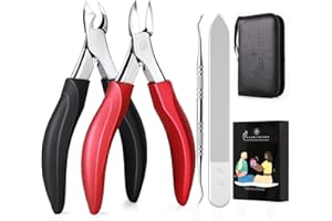 GLAMFIELDS Toenail Clippers for Thick Nails, Toe Nail Clippers Adult Thick Nails Long Handle for Seniors Thick Toenails/Ingrown Toenail Treatment, Sharp Heavy Duty Nail Clippers for Men and Women, Adult