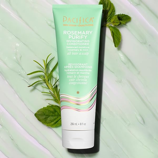 PACIFICA CONDITIONER – ROSEMARY PURIFY INVIGORATING CONDITIONER WITH HYDRATING JOJOBA & COOLING MINT FOR BALANCED MOISTURE, SULFATE-FREE, VEGAN & CRUELTY-FREE, 8 OZ