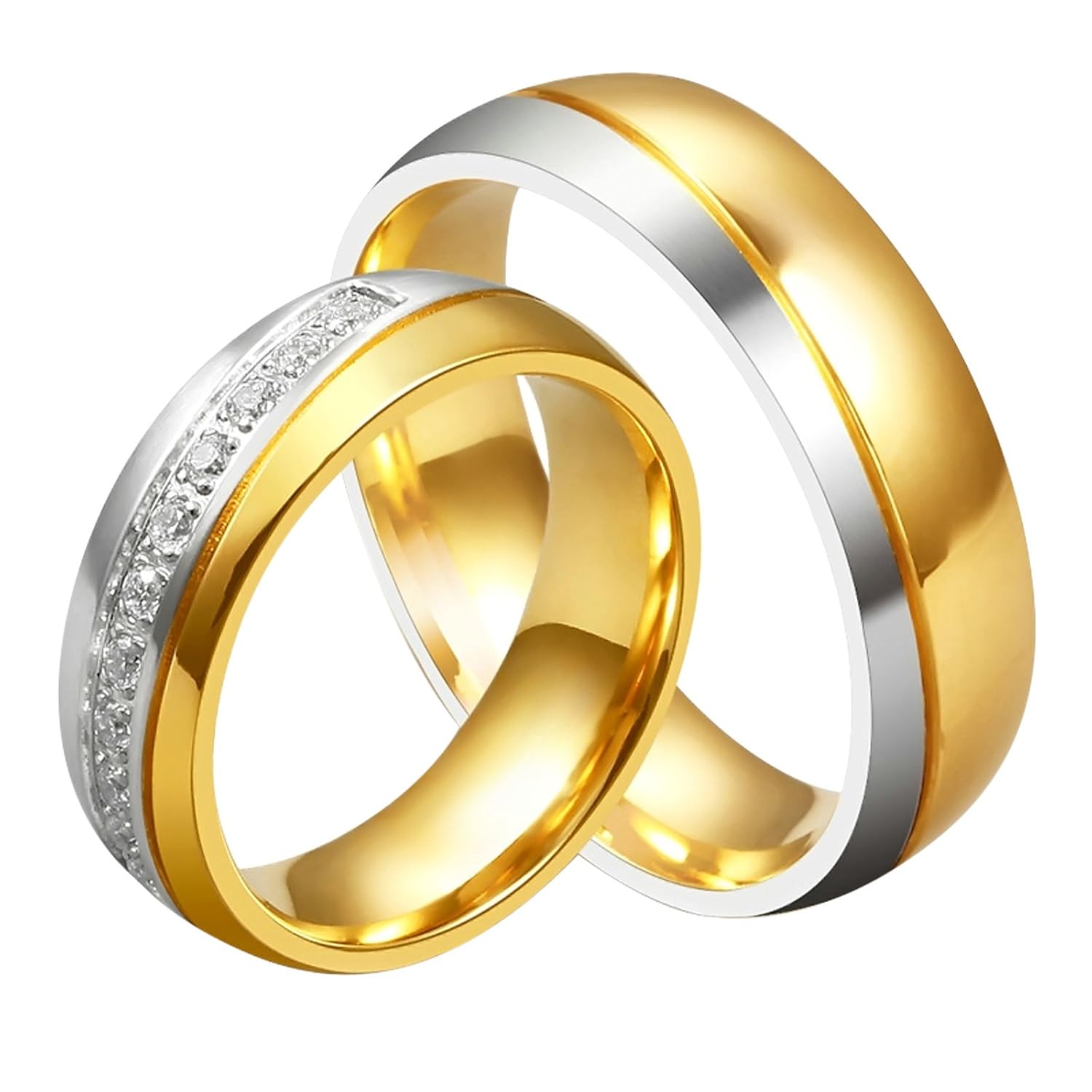 AnazoZ joyería Anillo De Su y Suya Amor Titano K Chapado En