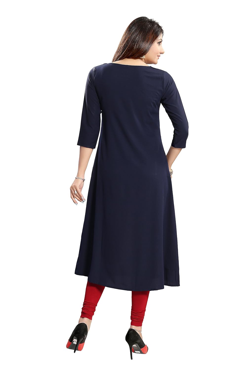 alc creations women's faux crepe a-line kurti