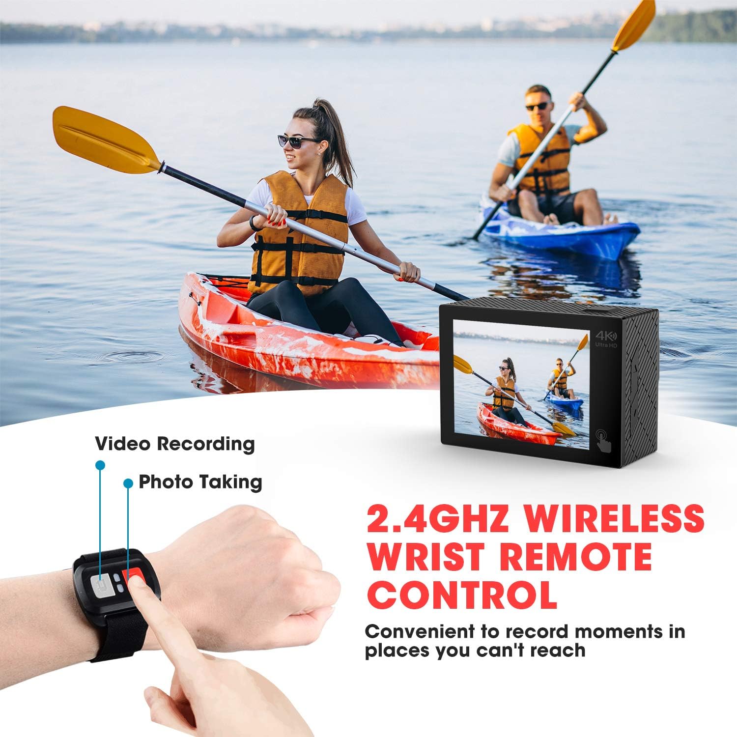 【2020 Upgrade】Campark 4K 20MP Action Camera EIS External Microphone Remote Control WiFi Waterproof Camera with 170° Wide Angle and 2 Batteries : Camera & Photo