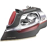 CHI Steam Iron for Clothes with 8’ Retractable Cord, 1700 Watts, 3-Way Auto Shutoff, 400+ Holes, Professional Grade, Temperat