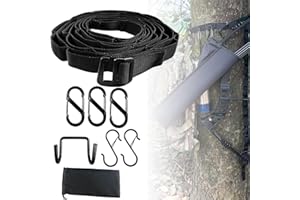 OOHGLITZ Tree Saddle Hunting Accessories- 6.6ft Timber Strap with Metal Hooks, Bow and Gear Hanger with 32-Loop Daisy Chain S