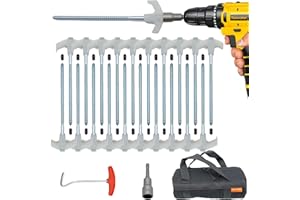 Keovoker 20 Pack Tent Stakes-8” Drill in Heavy Duty Ground Pegs, Screw in Camping Stakes with Hex Head Driver, Spikes Puller,