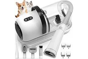 FIXR Dog Grooming Vacuum, All-in-One Pet Grooming Kit with Hair Clipper & Shedding Brush, Low Noise 12,000Pa Dog Hair Remover Vacuum, Pet Groomer Set with Cleaning Brushes, PG01