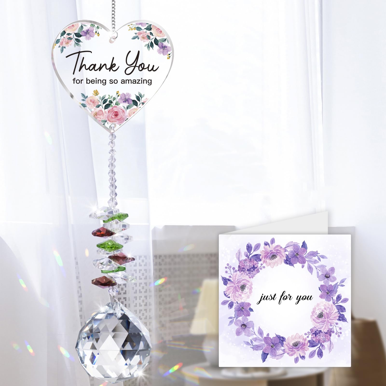 Teacher Gifts, Thank You Gifs for Women/Men/Colleagues, Crystal Sun-Catcher, Retirement Gifts for Women, Thanks Present