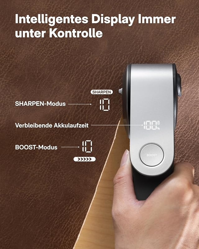 Kartonschneider Elektrisch, Titanklinge LED Display Elektrische Schere