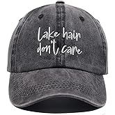 OASCUVER Lake Hair Don't Care Hat, Distressed Cotton Adjustable Lake Life Baseball Cap for Men Women