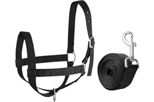 Cow Halter - Adjustable Nylon Head Collar Rope | Livestock Training Equipment | Durable Cattle, Goat, Lamb, Foal Handling & S