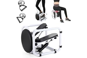 Nisorpa Steppers for Exercise, Mini Stair Stepper with Resistance Bands and LCD Monitor, Can be Twist Chair for Full Body Workout at Home, Stair Climber Stepper Exercise Equipment 330LBS Capacity