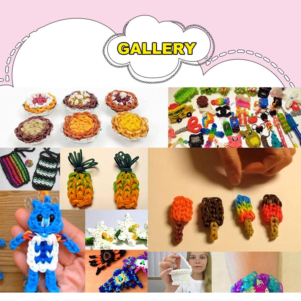 Koogel Colorful Rubber Bands Loom Set Premium Loom Bands 22 Colors,35 Pendants,6 Small Crochets,300 Beads Pack,500 S Buckles, Organizer for DIY Jewelry Dolls Hats Skirts