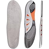 FOOTSECRT Ultra Thin Insoles for Men, Comfort Gel Insoles for Men,Arch Support Inserts Men with Massaging Gel, Reduce Feet and Knee Pressure for All Day(Men Size 7-11 Gray)