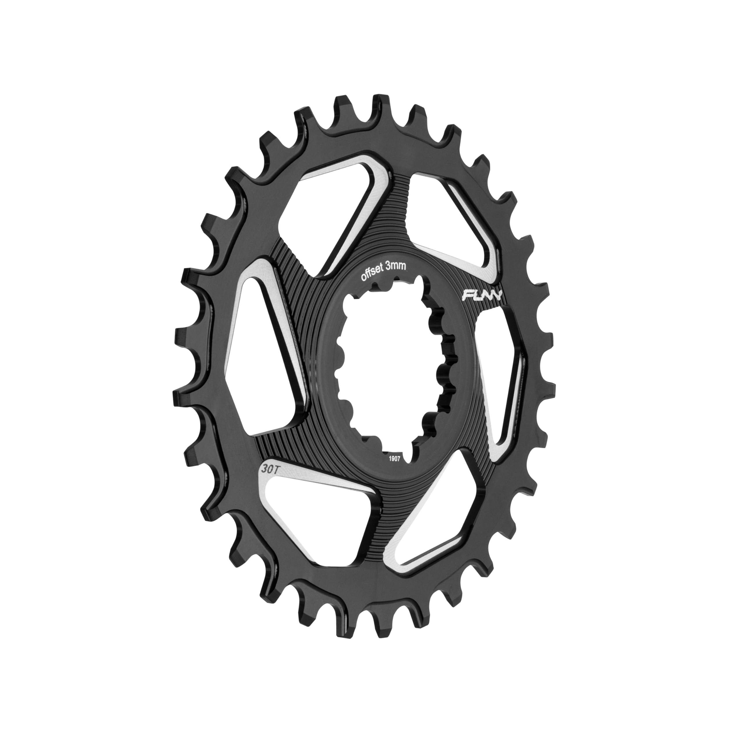Funn Solo DX Narrow Wide Chainring for 9 10 11 12 Speed Chain, Fits SRAM Direct Mount Interface Crankset, 3mm Offset, Single Speed Bike Chain Ring for MTB, BMX Bike and Road Bike (30T, Black) โ image 1