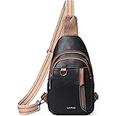 LATMAP 7L Sling Bag for Women Men Leather Small Sling Backpack Daypack Anti Theft Fanny Pack Crossbody Purse Travel