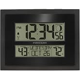 La Crosse Technology 513-75624-INT Digital Atomic Clock with Outdoor Temperature and Moon Phase,Black