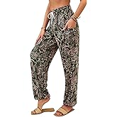 QIANXIZHAN Women's Harem Pants, Hippie Palazzo Pants Boho Joggers Yoga Clothes with Pockets