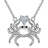 AINFQY Crab necklace 925 Sterling Silver Crab Necklace Cute Crab Anniversary Fine Jewelry Gifts for Women