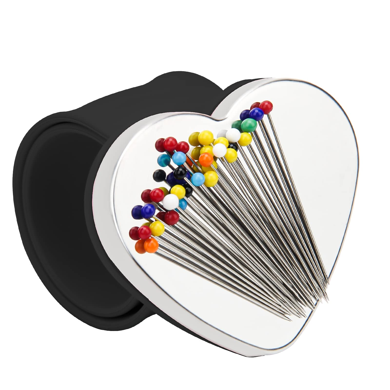 Magnetic Wrist Sewing, Portable Arm Pin Cushion Magnetic Pincushion with Wristband for Sewing Collection, Hair Stylists, and Quilting (Black)