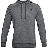 Under Armour Mens Rival Fleece Hoodie , Pitch Gray Light Heather (012)/Onyx White , Medium