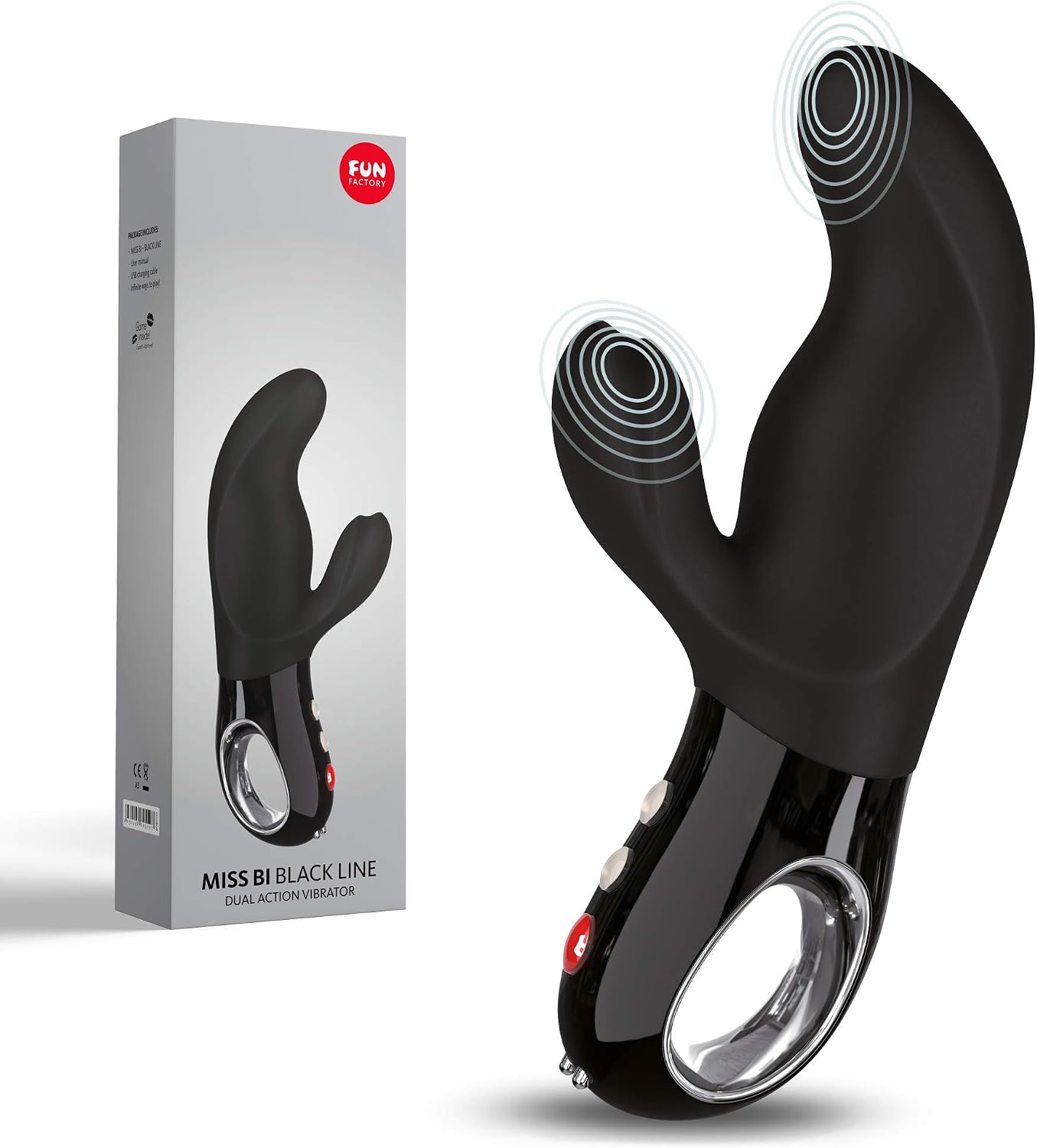 Fun Factory Miss BI - Black LINE - G-Spot Rabbit Vibrator Rechargeable Black Silicone