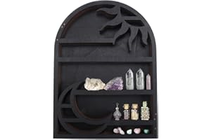 TKOWTB Wood Storage Shelf - Stylish and Practical Wall Shelf, Crescent Sun and Moon Crystal Shelf