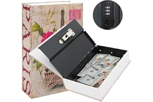 KYODOLED Diversion Book Safe with Combination Lock,Money Hiding Box,Safe Secret Hidden Metal Lock Box,Collection Box,9.5" x 6.2" x 2 .2",France