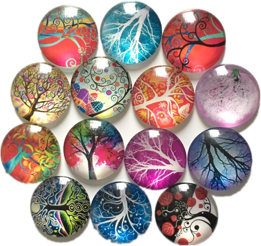 14Pcs Crystal Glass Fridge Magnet Stick Refrigerator Sticker Magnetic Stickers Home Decor (Trees)