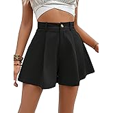 SweatyRocks Women's High Waist Wide Leg Button Front Pleated Short Summer Mini Shorts