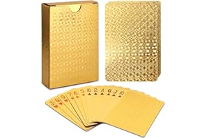 EAY Playing Cards Luxury Waterproof 24K Gold Diamond Foil Poker Carta Gold Playing Cards, Deck of Cards Plastic Playing Cards