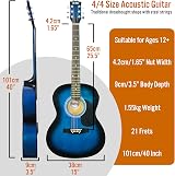 3rd Avenue Full Size Acoustic Guitar Bundle 6 Months Lessons Blue view 2