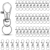 Imslery 40 Sets of Mini Swivel Snap Hooks with Key Rings, Zinc Alloy, Includes Lobster Claw Clasps for DIY Crafts, Jewelry Making, Keychains, and Accessories, Silver Finish, 4.7 cm in Length