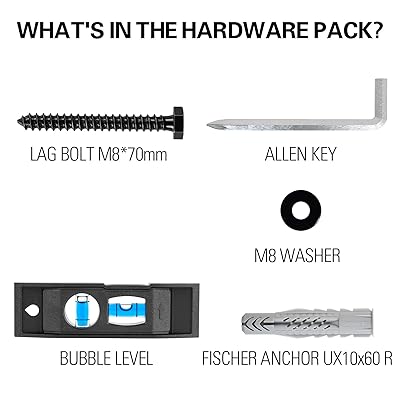 Buy Lag Bolt Kit For Tv Wall Mount With M8 Lag Bolt With Washer For Wood Stud Fischer Anchors For Concrete Wall Includes Allen Key And Bubble Level For Easy Installation Md5753