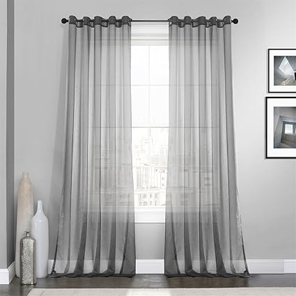 Dreaming Casa Curtains Voile Grey Classical Voile Curtain Bedroom