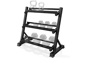 Zlinke 3-Tier Dumbbell Rack Multilevel Weight Storage Organizer for Home Gym, Weight Rack for Dumbbells, Kettlebells,1100LBS Capacity (Rack Only)