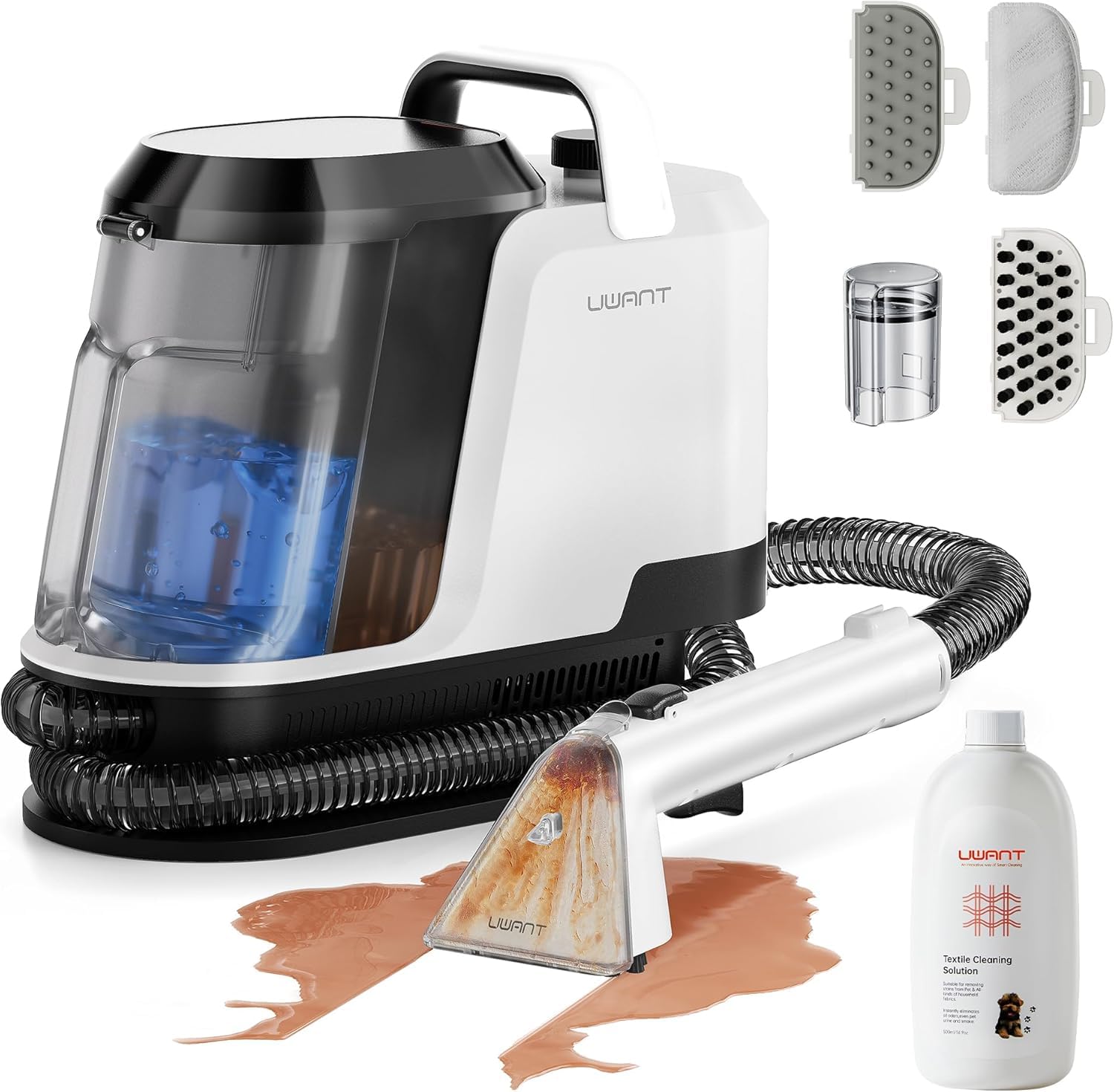 Photo 1 of uwant Portable Carpet and Upholstery for Deep Cleaner, 18Kpa Carpet Cleaner Machine for Cars, Pets with Cleaning Tool and Self Cleaning Set of 1 for Spot, Rug, Couch