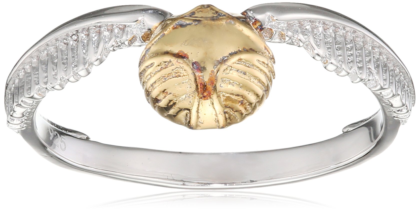 The Carat Shop Official Harry Potter Sterling Silver Golden Snitch Ring Size Medium