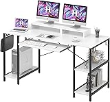 HYPIGO Computer Desk with Keyboard Tray, 55 Inch